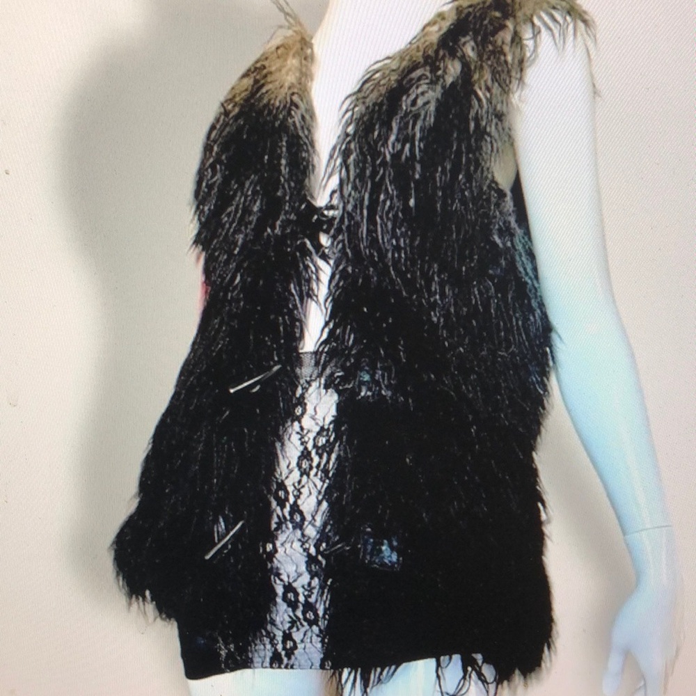 Ombre black Faux Fur Vest gilet